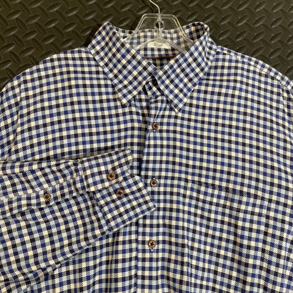 Peter Millar Other - Peter Millar Blue Checkered Button Up Long Sleeve Dress Shirt Men's Size XL